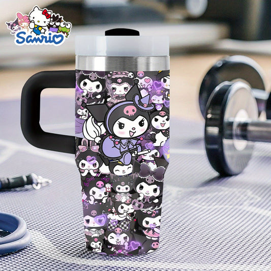 Sanrio 14 oz Stainless Steel Insulated Water Bottle with Handle & Straw – BPA-Free, Travel & Family Gift