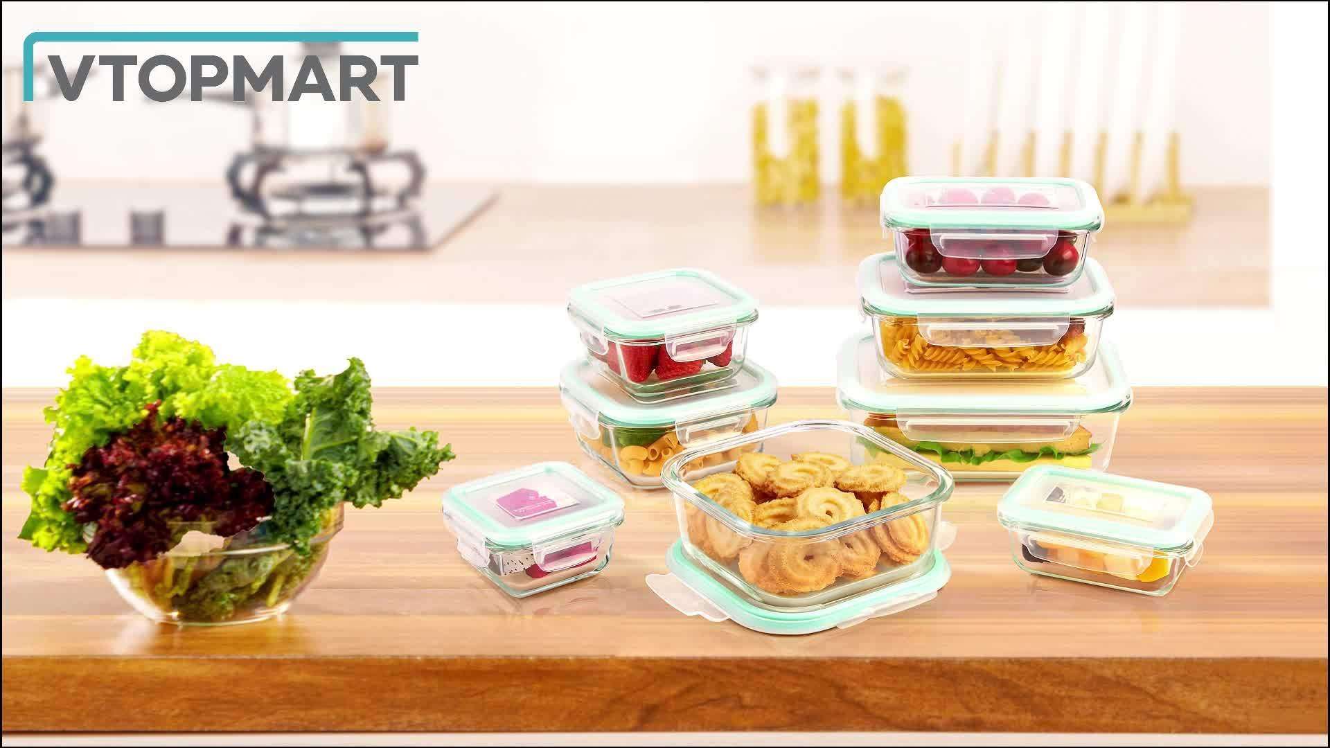 8pcs Glass Meal Prep Containers – Airtight, Leak-Proof, Microwave & Freezer Safe - PulinGO
