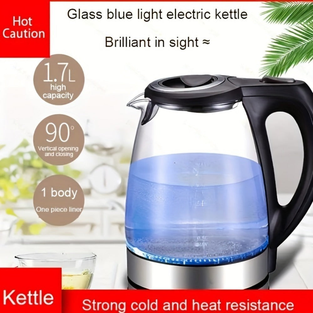 1.7L Glass Electric Kettle with Stainless Steel Filter & Inner Lid