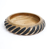 Handcrafted Wooden Bowl with Contrasting Black Inlay – 12″ Round Decorative Serving Bowl