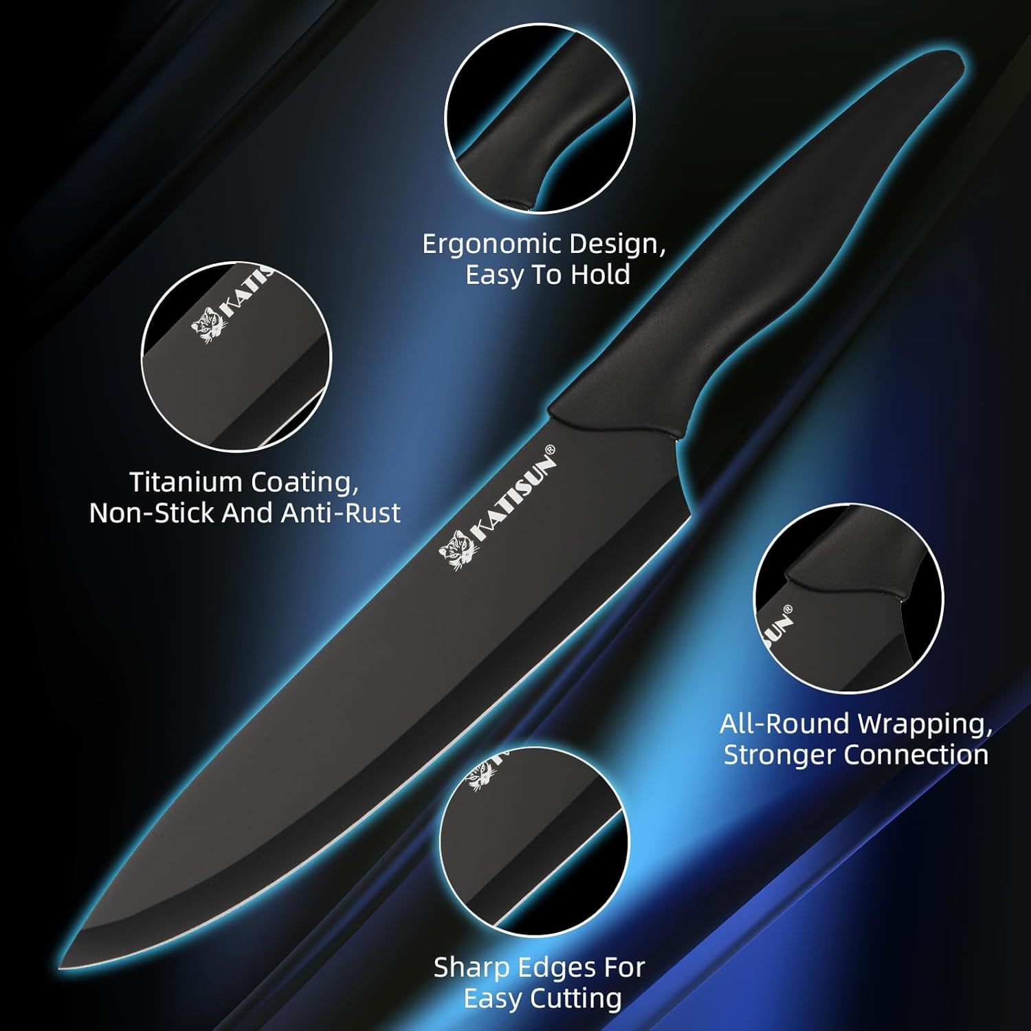 German Stainless Steel 16-Piece Knife Set 🔪 with Cutting Board, Built-in Sharpener & Non-Slip Handles