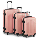 3-Piece ABS+PC Hard Shell Luggage Set – Lightweight Spinner Suitcases with TSA Lock (20/24/28 Inches, Black & Silver)