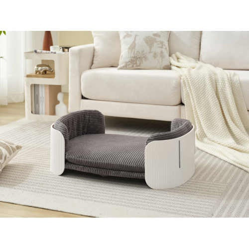 Scandinavian Style Cat Couch Bed – Indoor Pet Sofa with Elevated Design, Removable Mattress Cover & Modern White/Grey Finish
