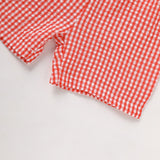 Toddler Baby Boy Back to School Outfit – Summer Appliqué T-Shirt & Red Gingham Shorts 2PCS Set
