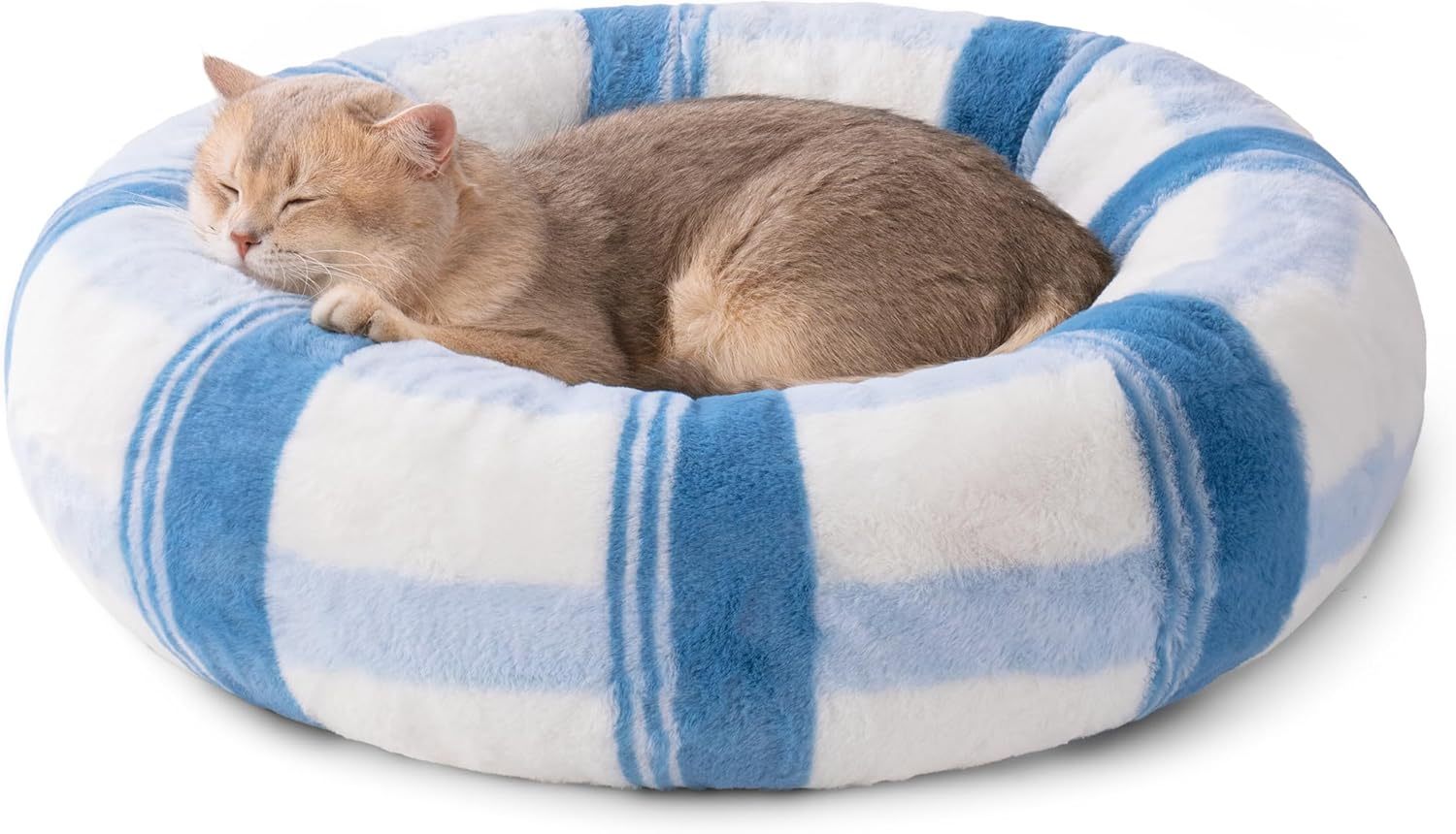 Mewoofun Plush Round Cat Bed – 23" Calming Washable Pet Bed with Non-Slip Bottom for Cats, Puppies & Kittens