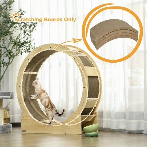 PawHut Cat Scratching Board – 4-Pack Reversible Cat Scratchers for Indoor Cats, Durable Replacement for Cat Wheel, Brown