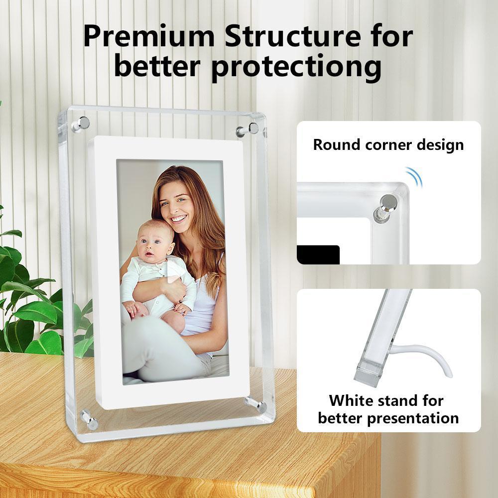7-Inch Acrylic Auto-Rotating Digital Photo Frame – Built-In Memory, Rechargeable Battery, High-Resolution Display, Desktop Decoration