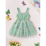 Toddler Girl Sleeveless Floral Tulle Dress with Bowknot – Princess Sundress for Summer Playwear