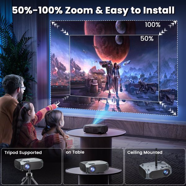 Native 1080P Projector with 5G WiFi and Bluetooth - 4K Supported Home Theater Projector