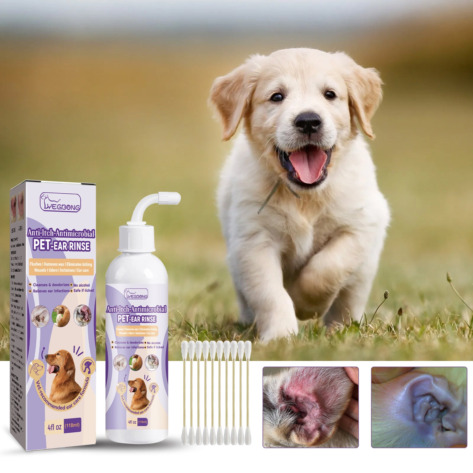 Cat & Dog Ear Wax Relief Drops – Gentle Ear Odor Cleaner for Safe, Daily Ear Hygiene