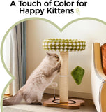 Mewoo Cat Scratching Post Bed – 2-in-1 Small Cat Tower with Sisal Scratcher & Ball Track Toys, Green
