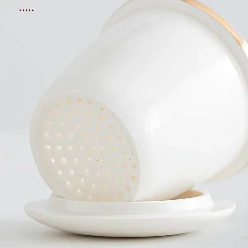 Crane-Patterned Ceramic Teacup with Lid & Filter – Perfect Gift - PulinGO