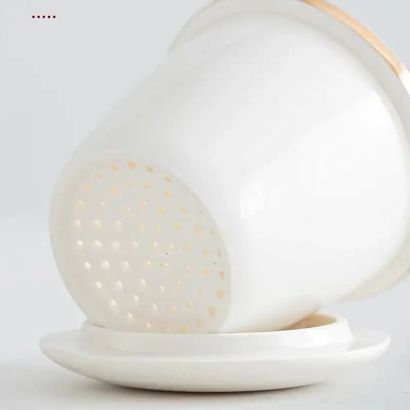 Crane-Patterned Ceramic Teacup with Lid & Filter – Perfect Gift - PulinGO