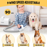 4-in-1 Smart Pet Hair Dryer – High-Speed 90m/s Negative Ion Grooming Dryer with Adjustable Wind Speed & Temperature for Dogs and Cats