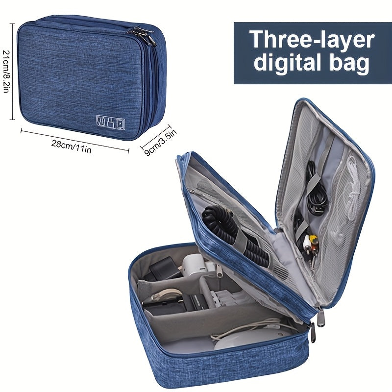 5-Color 3-Layer Multifunctional Travel Digital Storage Bag – Waterproof Cable & Charger Organizer Pouch 📦