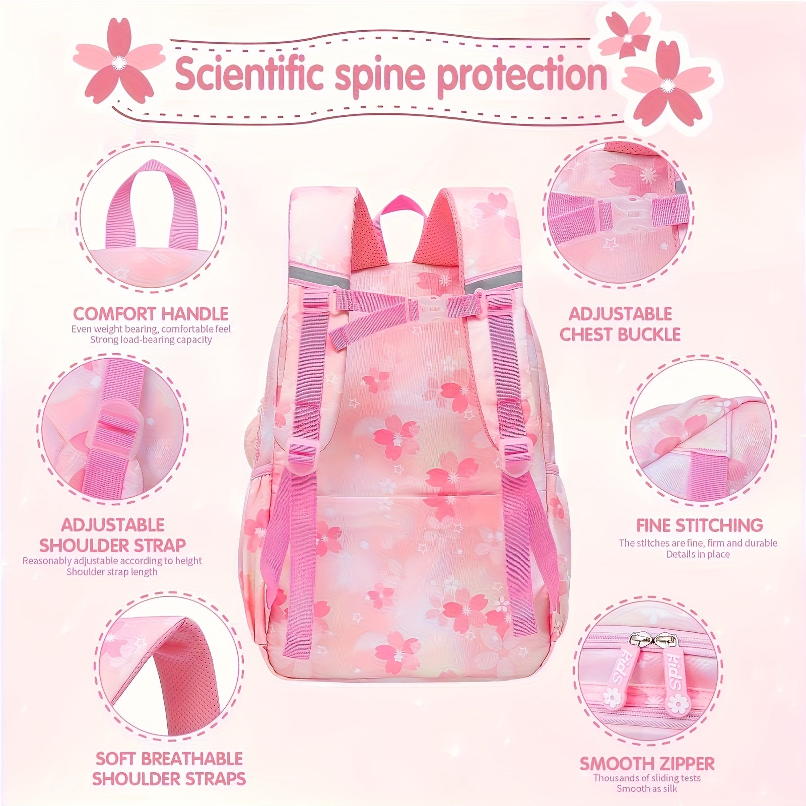 Sanrio Hello Kitty Girls Backpack & Duffel Bag Set – Pastel Pink Large-Capacity School Bag + Travel Luggage