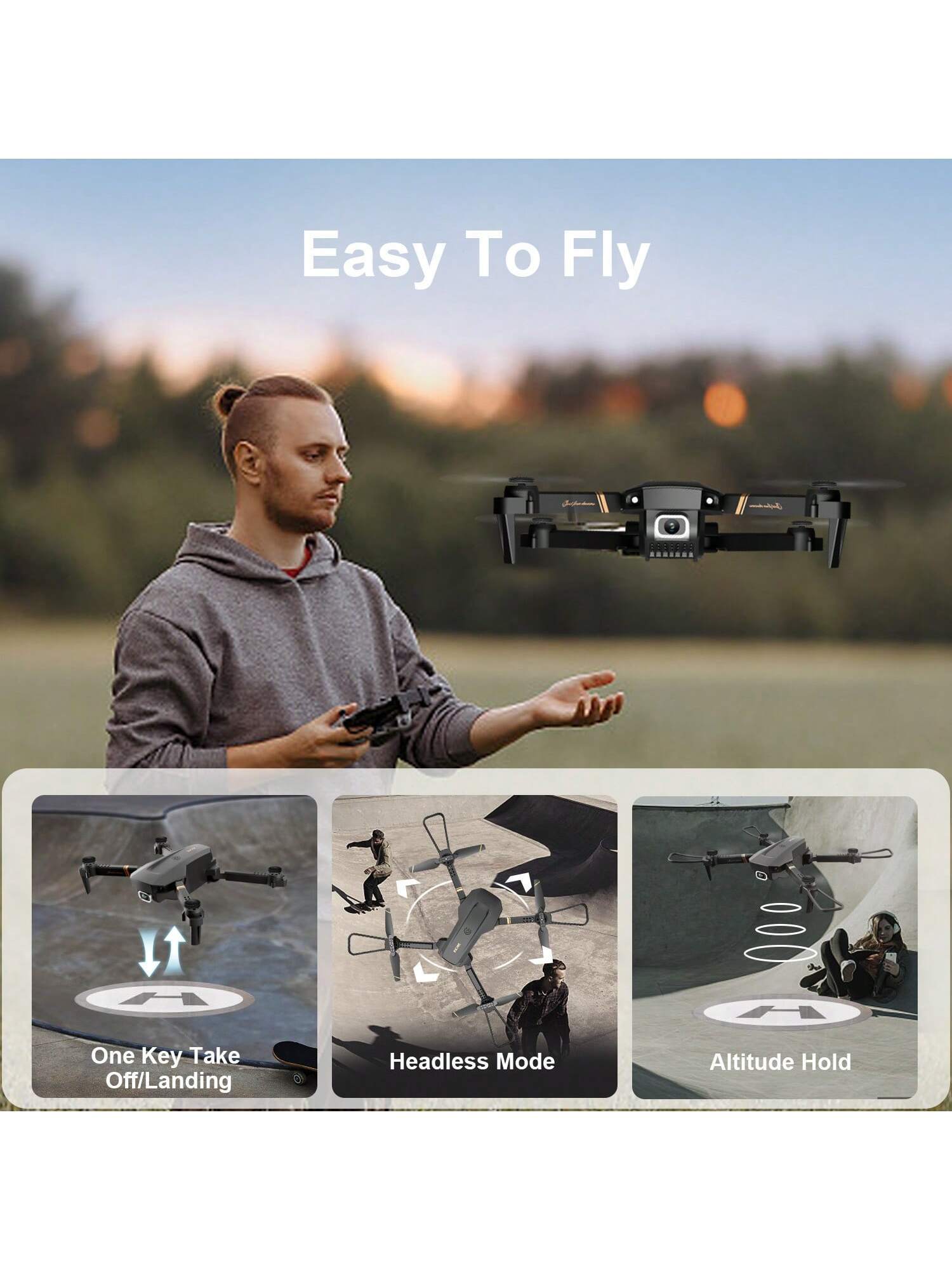 V4 Foldable Drone with 4K HD Camera - RC Quadcopter with 3 Batteries for Adults & Kids