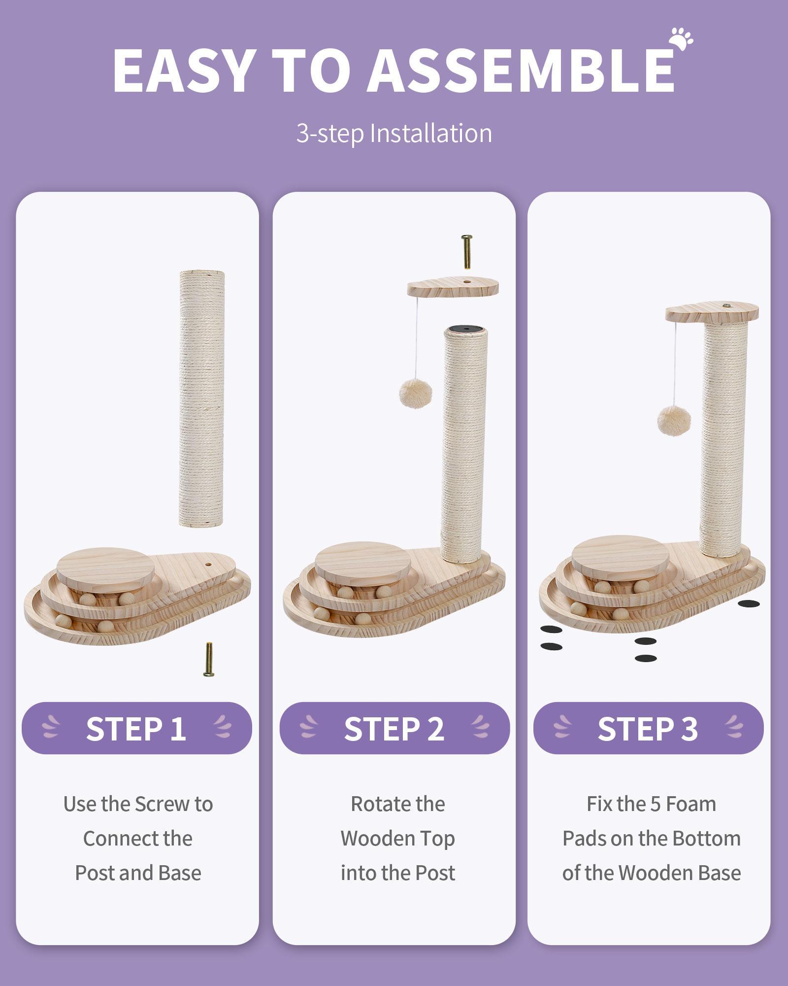 Indoor Cat Soft Scratching Board & Interactive Ball Track Toy – Cloud-Shape Groomer with Sisal Scratcher and Pom-Pom Ball Play