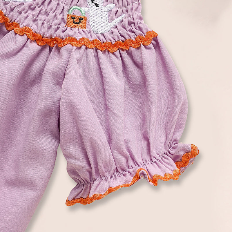 Infant Baby Girl Halloween Dress 🎃 Ghost Embroidery Outfit + Matching Headband