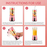 Portable Blender Cup,Electric USB Juicer Blender,Mini Blender Portable Blender For Shakes and Smoothies, juice,380ml, Six Blades Great for Mixing，Pink，Black，Purple - PulinGO