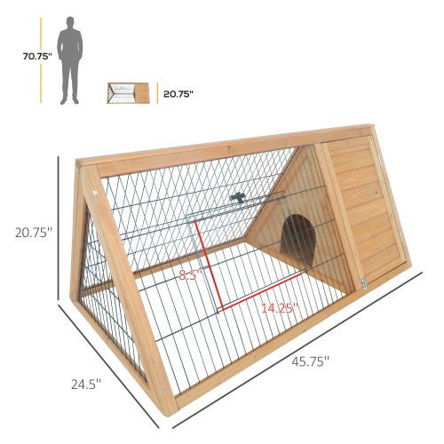 Wooden A-Frame Outdoor Rabbit Cage – Small Animal Hutch with Ramp, Weather-Resistant Roof & Secure Enclosure for Rabbits & Guinea Pigs