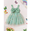 Toddler Girl Sleeveless Floral Tulle Dress with Bowknot – Princess Sundress for Summer Playwear