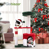 33″ Christmas-Style Cat Climbing Frame – Festive Multi-Level Tower with Scratching Posts & Hammock