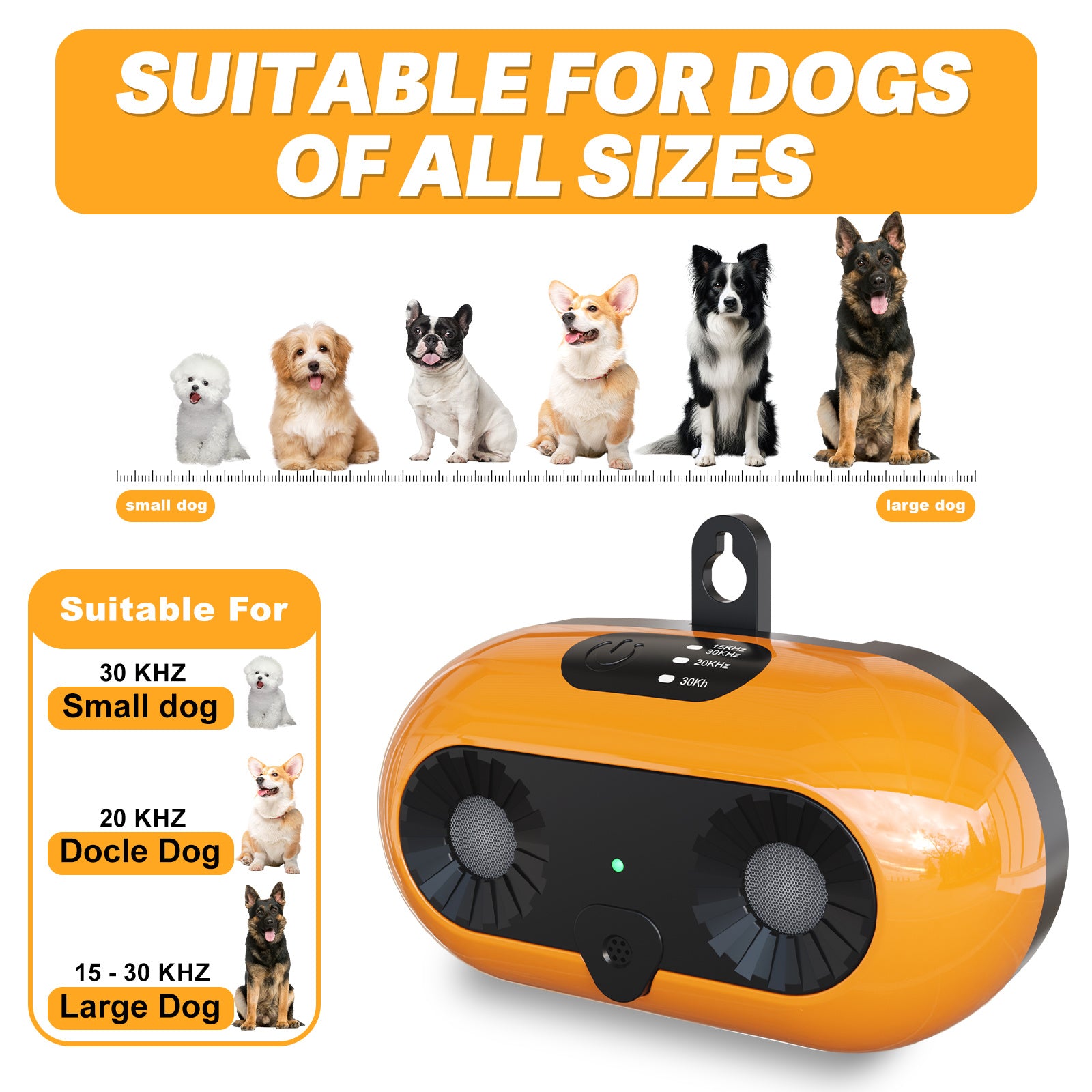 Ultrasonic Dog Bark Deterrent – Anti-Barking Device with 3 Modes, 50ft Range for Indoor & Outdoor Training