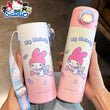 Sanrio Official Stainless Steel Insulated Water Bottle with Straw & Shoulder Strap – Cinnamoroll & Kuromi Travel Sports Edition 🚶‍♀️🥤