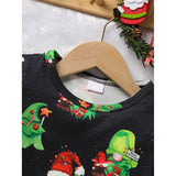 Toddler Kids Baby Girl Christmas Dress Set – Long Sleeve Cartoon Print Party Dress with Heart Print Vest Coat, Cute Holiday Outfit