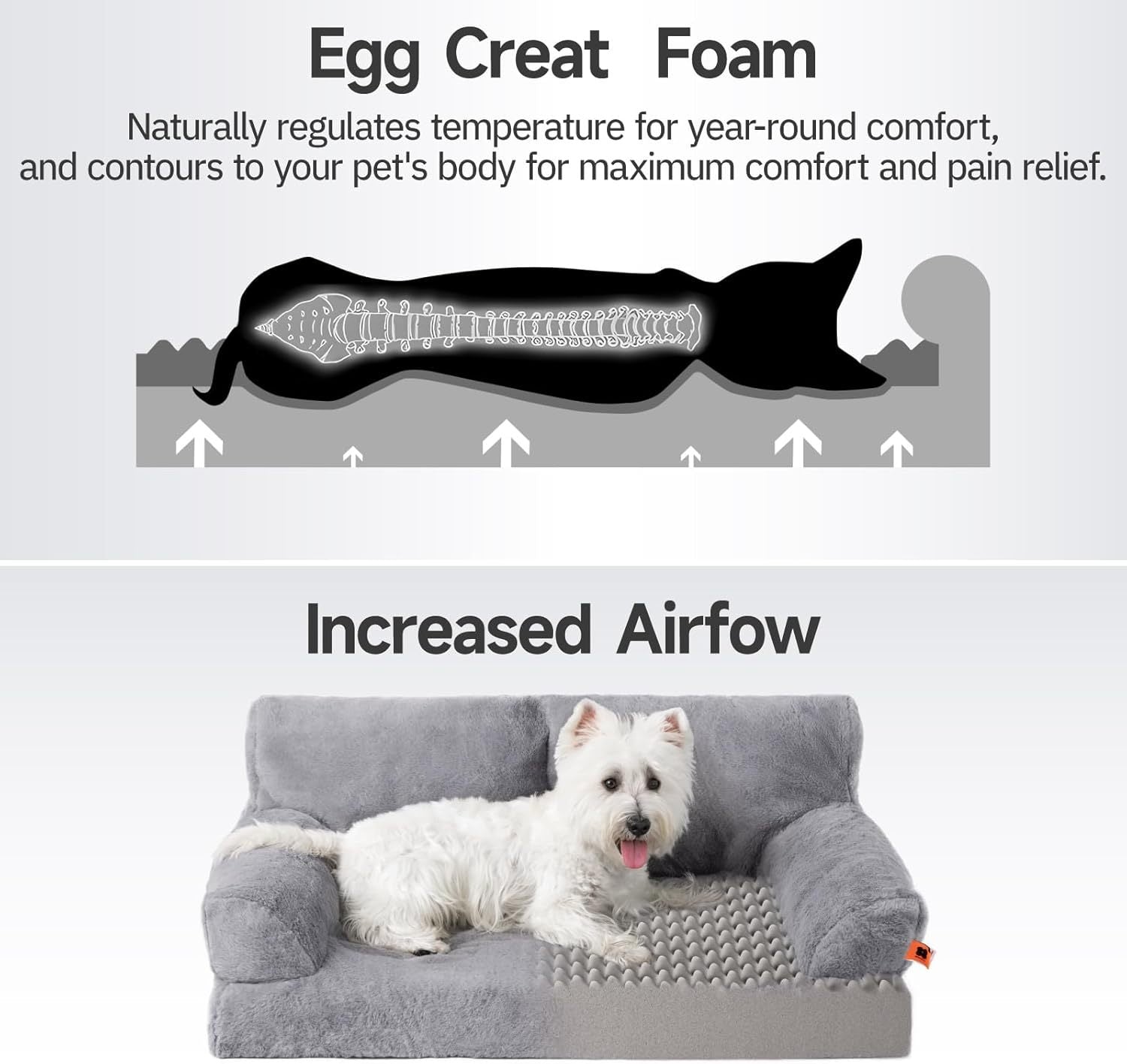 Mewoofun Orthopedic Dog Bed – 35.4"x25.6"x11.8" Waterproof Sofa with Supportive Foam, Washable Cover & Non-Slip Bottom