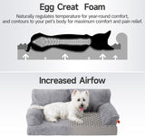 Mewoofun Orthopedic Dog Bed – 35.4"x25.6"x11.8" Waterproof Sofa with Supportive Foam, Washable Cover & Non-Slip Bottom