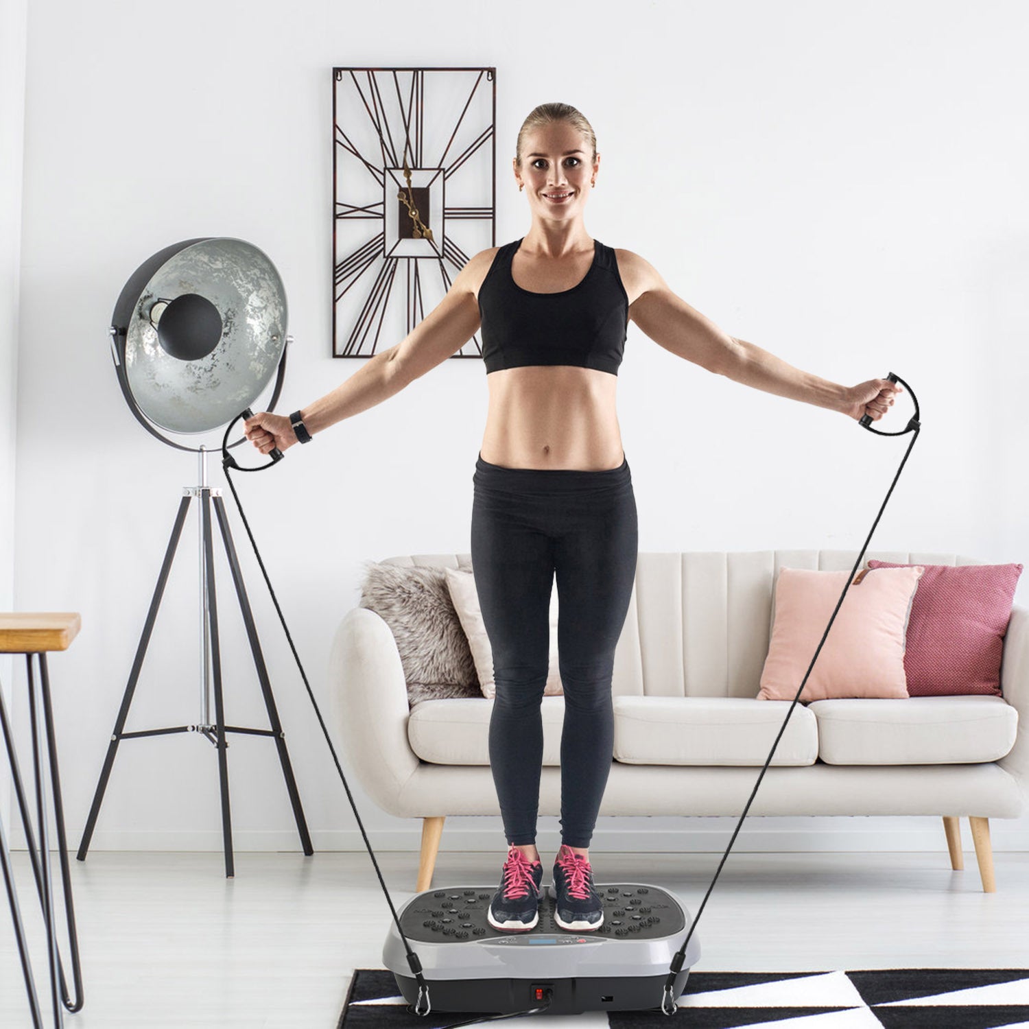 Vibration Exercise Machine with Resistance Bands & Remote – Whole Body Vibration Platform for Home Fitness 🏋️‍♀️⚡