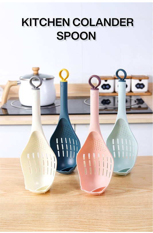 Large Plastic Colander Scoop Spoon – Heat-Resistant Long-Handled Strainer for Soup, Pasta, Vegetables & More