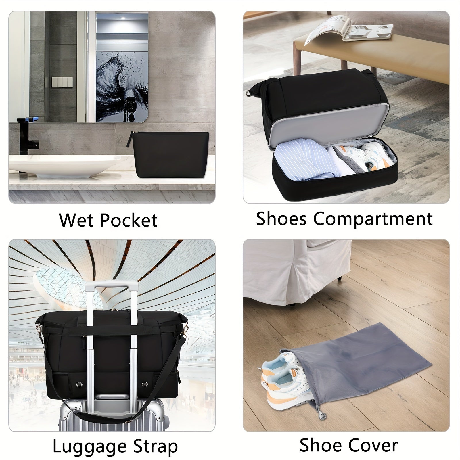 Women’s Travel Duffel Bag 🎒 Sports Gym & Yoga Tote – Weekender Overnight Carryall Bag