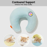 MewooFun U-Shaped Orthopedic Pet Pillow – Fluffy Support Cushion for Cats & Puppies, Joint Relief & Better Sleep (Blue)