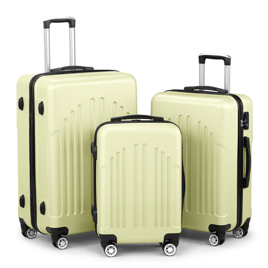 3-Piece ABS+PC Curved Vertical Luggage Set – Hard Shell Spinner Suitcases with TSA Lock & 360° Wheels (20", 24", 28")
