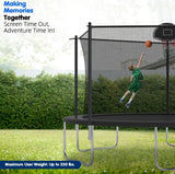 14-ft Trampoline with Safety Enclosure Net & Basketball Hoop – Outdoor Jumping Set