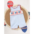 Infant Baby Boy 4th of July Romper – American Flag Smocked Sleeveless Jumpsuit for Independence & Memorial Day