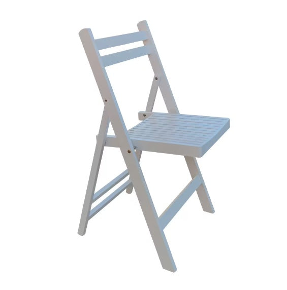Furniture Slatted Wood Folding Special Event Chairs – Set of 4, Solid Wood, White Finish, Foldable & Versatile