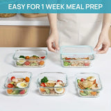 8pcs Glass Meal Prep Containers – Airtight, Leak-Proof, Microwave & Freezer Safe - PulinGO