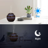 USB Aroma Humidifier Essential Oil Diffuser – Ultrasonic Cool Mist with 7-Color Changing LED Light, Wood Finish, 130ml