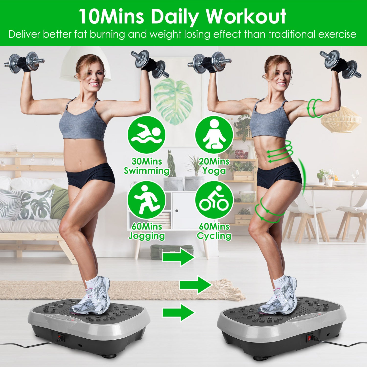 Vibration Exercise Machine with Resistance Bands & Remote – Whole Body Vibration Platform for Home Fitness 🏋️‍♀️⚡