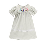 Infant Baby Girls Easter Bunny Smocked Dress – Embroidered Short Sleeve Summer Outfit