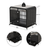 42" Heavy-Duty Dog Crate Furniture – Grey Wood-Top Kennel with Metal Frame