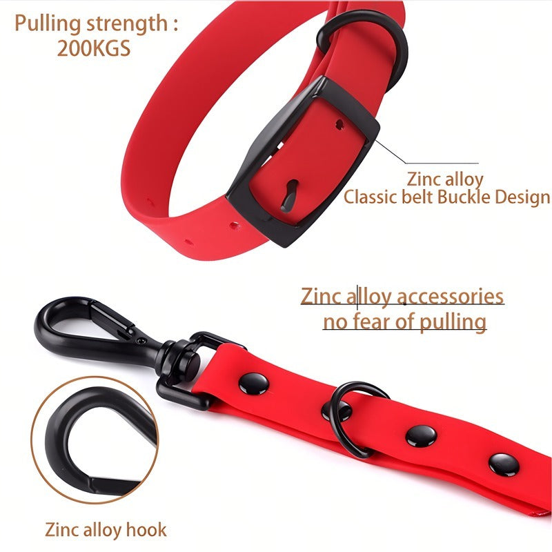 Pet Silicone Collar & Leash Set – Waterproof, Durable & Easy-to-Clean Dog Accessories for Small & Large Breeds