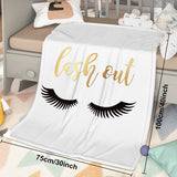 Flannel Fuzzy Blanket – Long Eyelashes Print, Plush Soft Fleece Throw, 150 × 200 cm