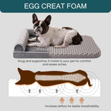Mewoofun Orthopedic Dog Bed – XL Grey Egg Crate Foam Mattress with Washable Waterproof Cover for Large Dogs