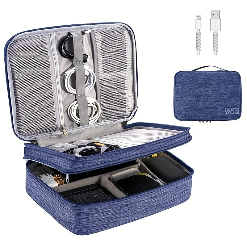 5-Color 3-Layer Multifunctional Travel Digital Storage Bag – Waterproof Cable & Charger Organizer Pouch 📦