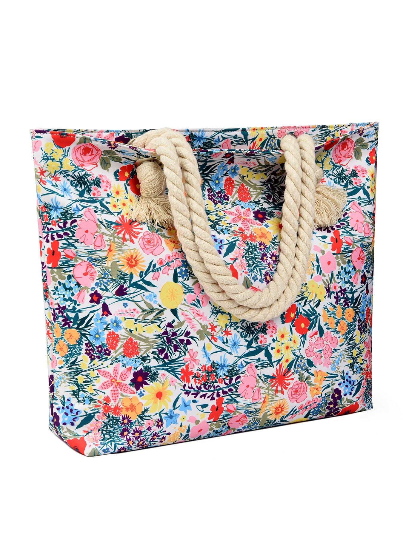 Women’s Art Flower Pattern Beach Tote – Waterproof & Sandproof Large Capacity Bag